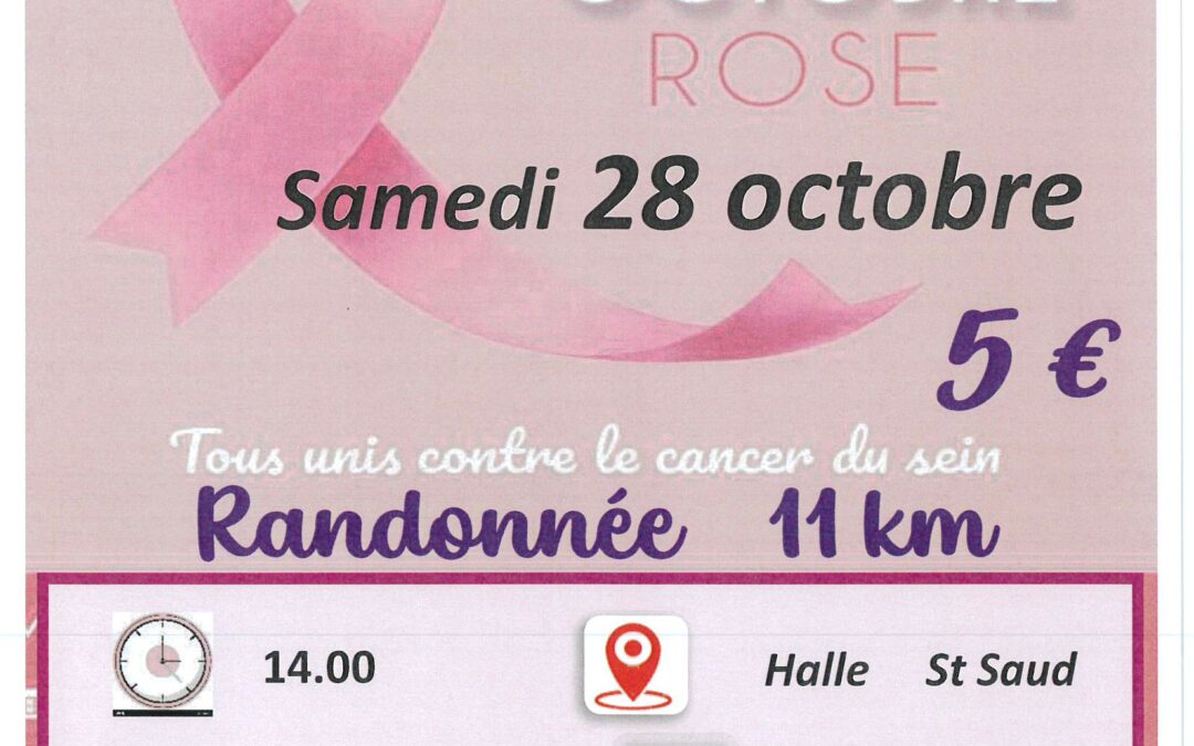 octobre rose, samedi 28 octobre.