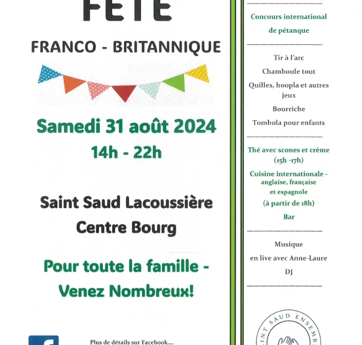 fête Franco-Britannique, samedi 31 août