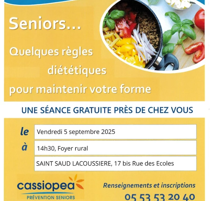Seniors, quelques règles diététiques pour maintenir votre forme vendredi 5 septembre