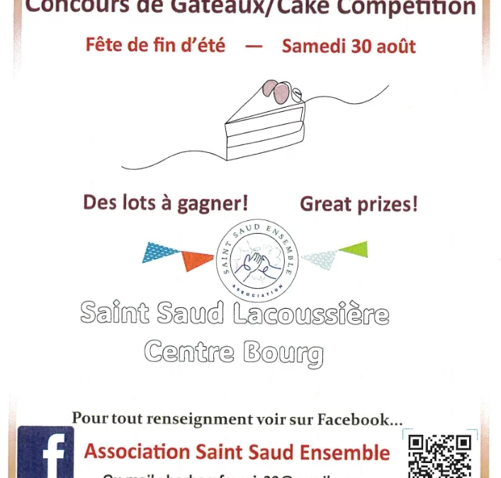 concours de gâteau samedi 30 août, association Saint Saud Ensemble