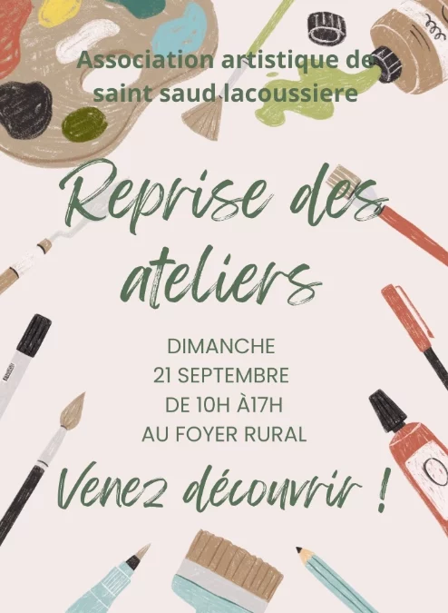 association artistique reprise des ateliers le 21/09