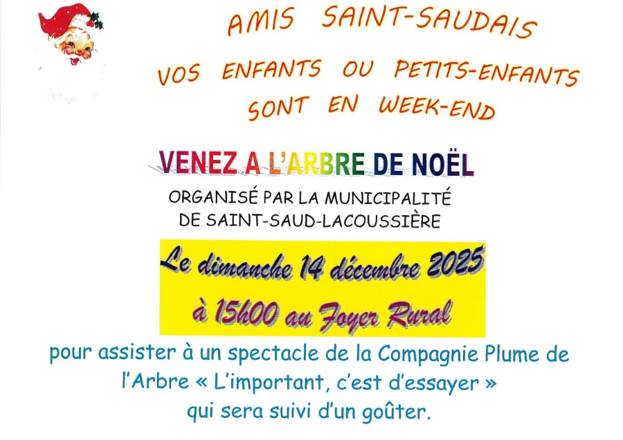 Arbre de Noël, dim 14 déc à 15h