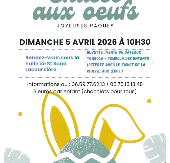 Chasse aux oeufs dimanche 5 avril