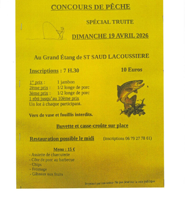 concours de pêche spécial truite 19 avril