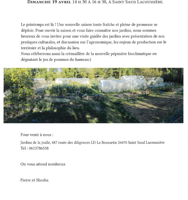 visite de la ferme maraîchère, les Jardins de la Joalle, 19 avril