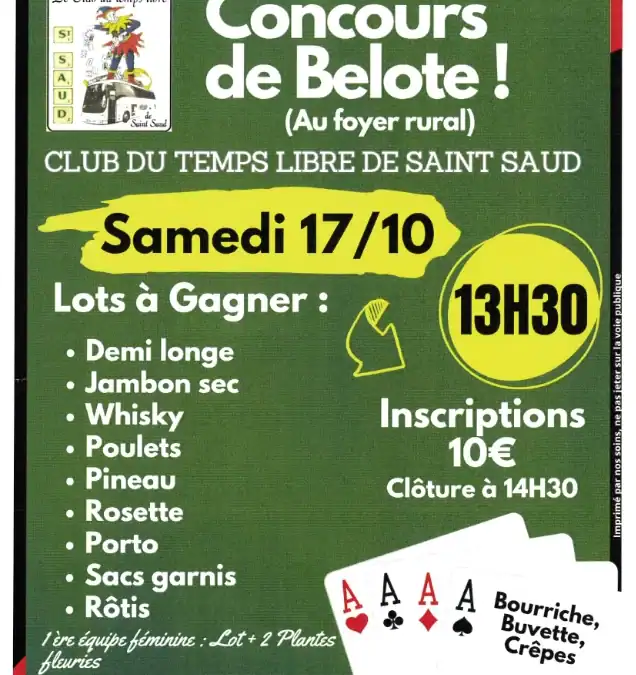 concours de Belote, samedi 17 octobre