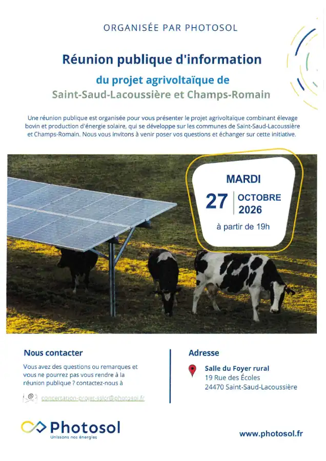 Réunion publique d&rsquo;information du projet agrivoltaïque le 27 octobre